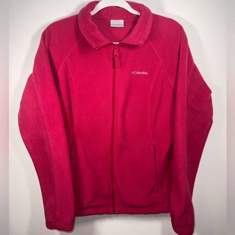 Columbia Womens Vibrant Pink Fleece Zip Up Jacket Size Large